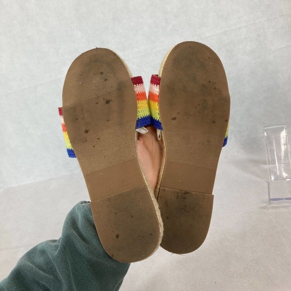 Gap Sandals Womens Sz 7 Multicolor‎ Rainbow Striped Espadrille Slides - Picture 4 of 6